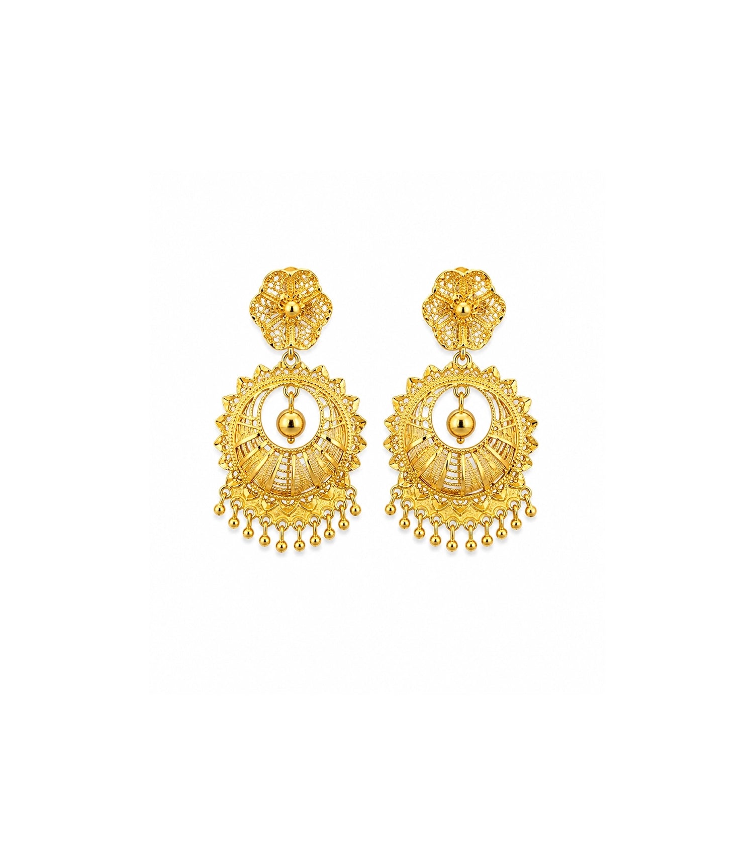 Gold Plated Floral Statement Chandbali Earrings