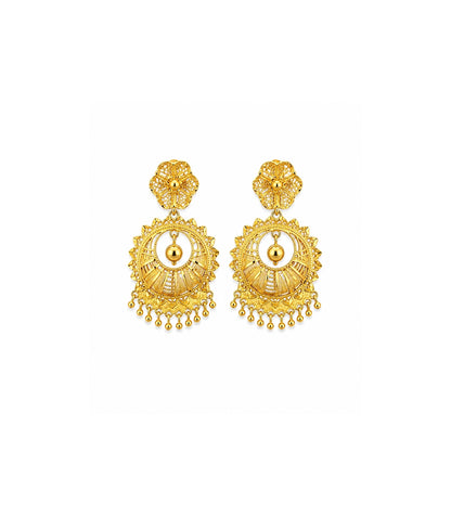 Gold Plated Floral Statement Chandbali Earrings