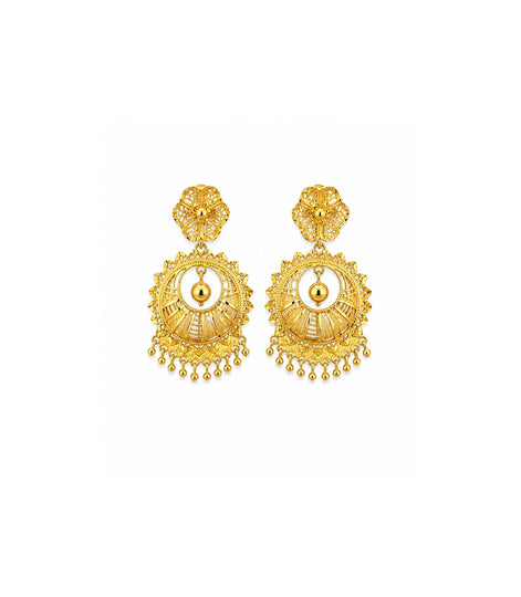 Gold Plated Floral Statement Chandbali Earrings