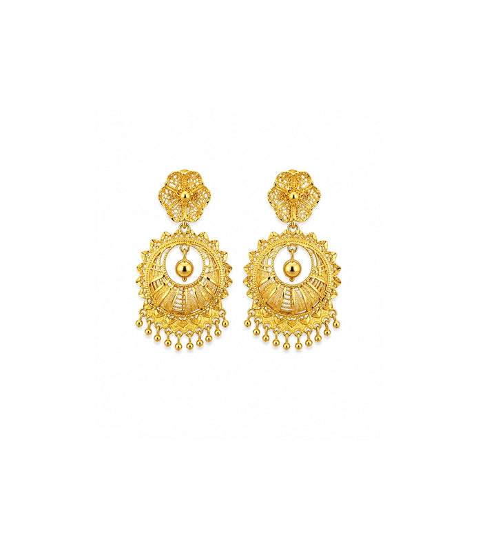 Gold Plated Floral Statement Chandbali Earrings