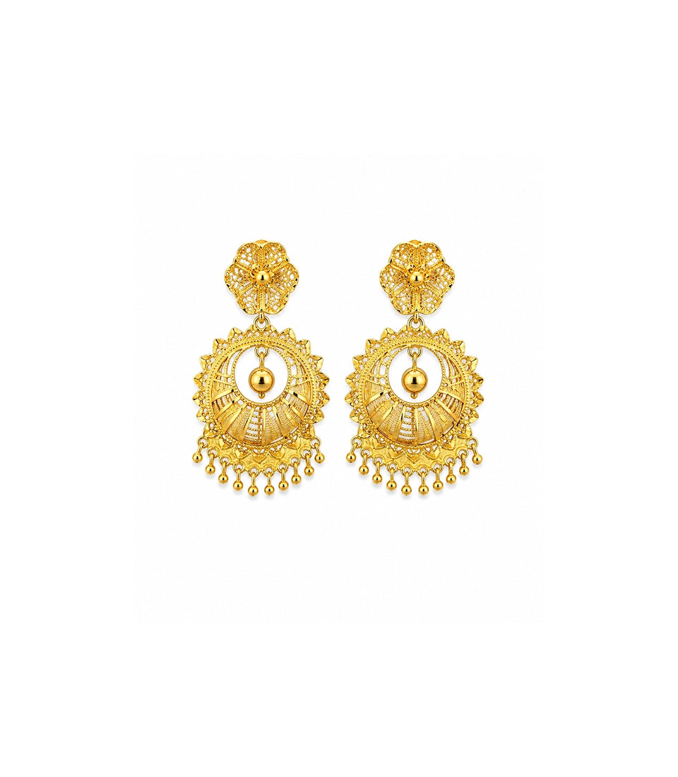 Gold Plated Floral Statement Chandbali Earrings