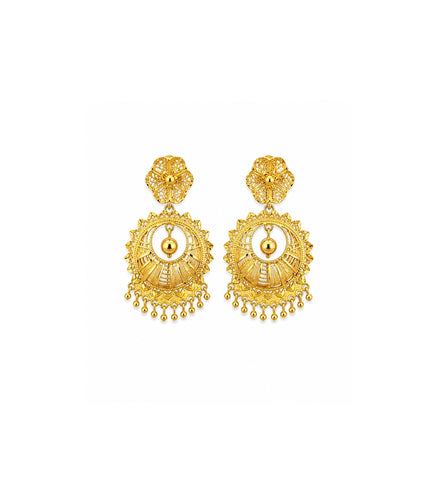 Gold Plated Floral Statement Chandbali Earrings
