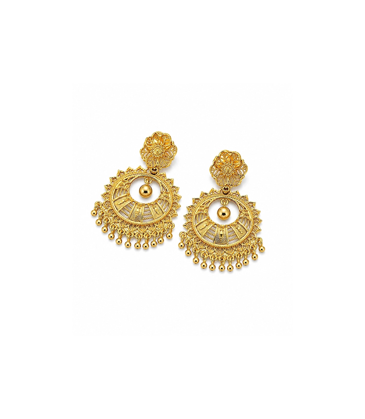 Gold Plated Floral Statement Chandbali Earrings