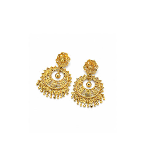 Gold Plated Floral Statement Chandbali Earrings