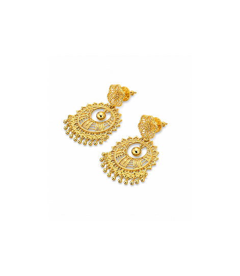 Gold Plated Floral Statement Chandbali Earrings
