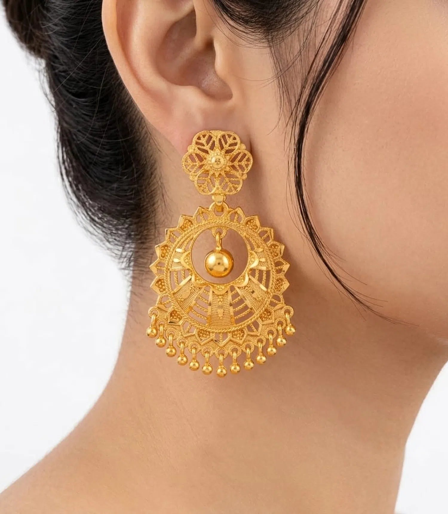 Gold Plated Dazzling Chandbali Earrings