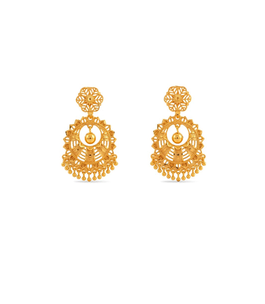 Gold Plated Floral Statement Chandbali Earrings