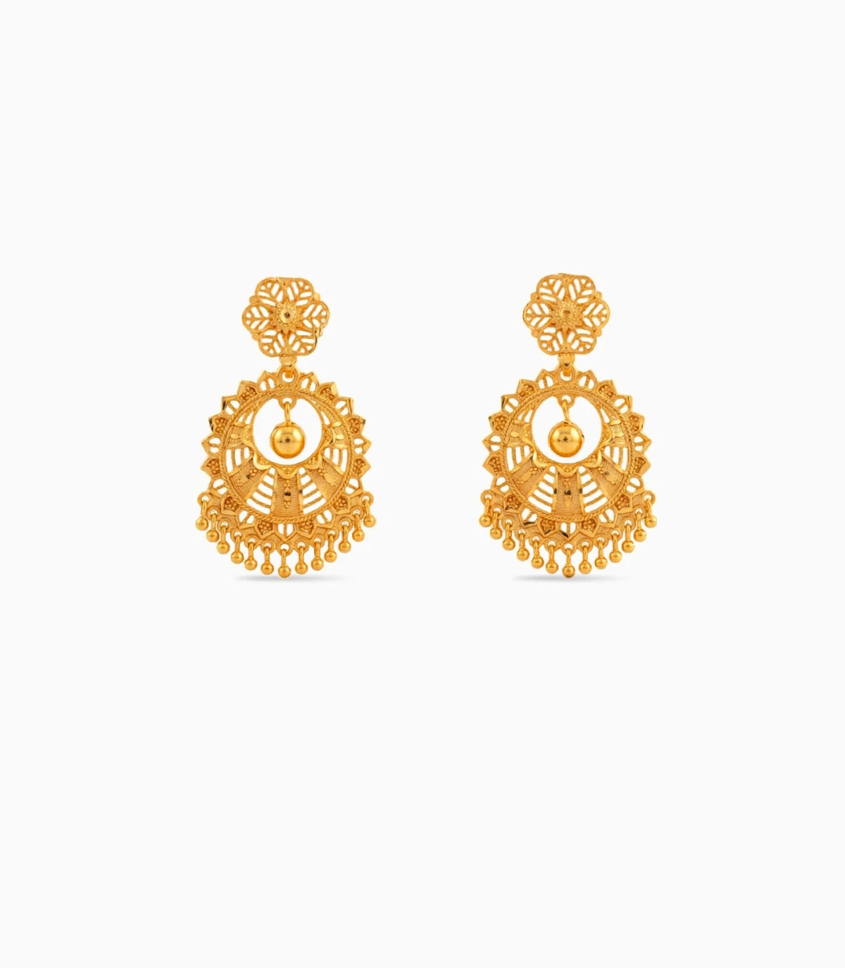 Gold Plated Floral Statement Chandbali Earrings