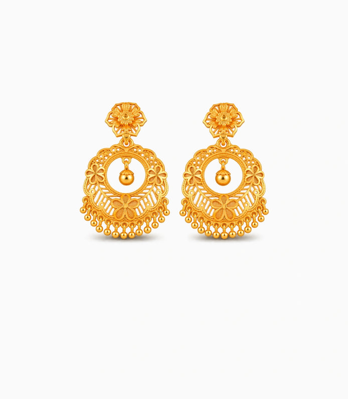 Gold Plated Ethnic Chandbali Earrings