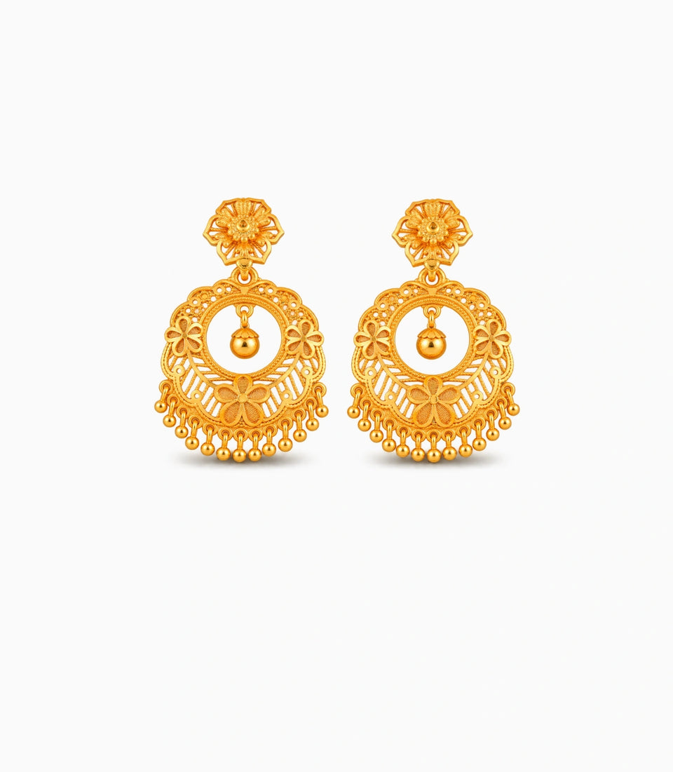 Gold Plated Ethnic Chandbali Earrings