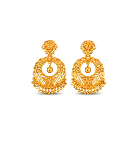 Gold Plated Ethnic Chandbali Earrings