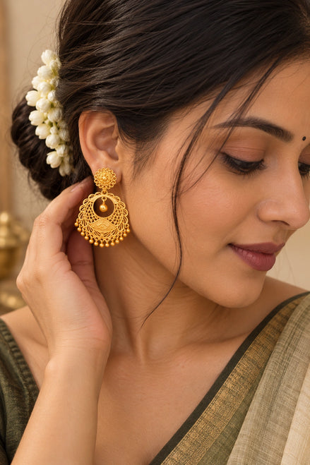 Gold Plated Classic Chandbali Earrings