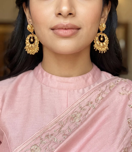 Gold Plated Filigree Statement Chandbali Earrings
