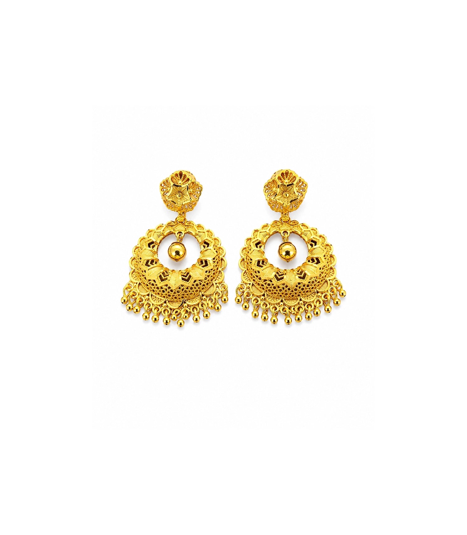 Gold Plated Filigree Statement Chandbali Earrings