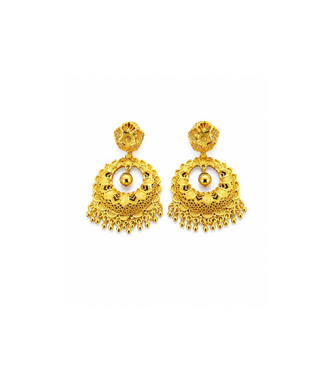 Gold Plated Filigree Statement Chandbali Earrings