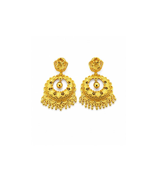Gold Plated Filigree Statement Chandbali Earrings