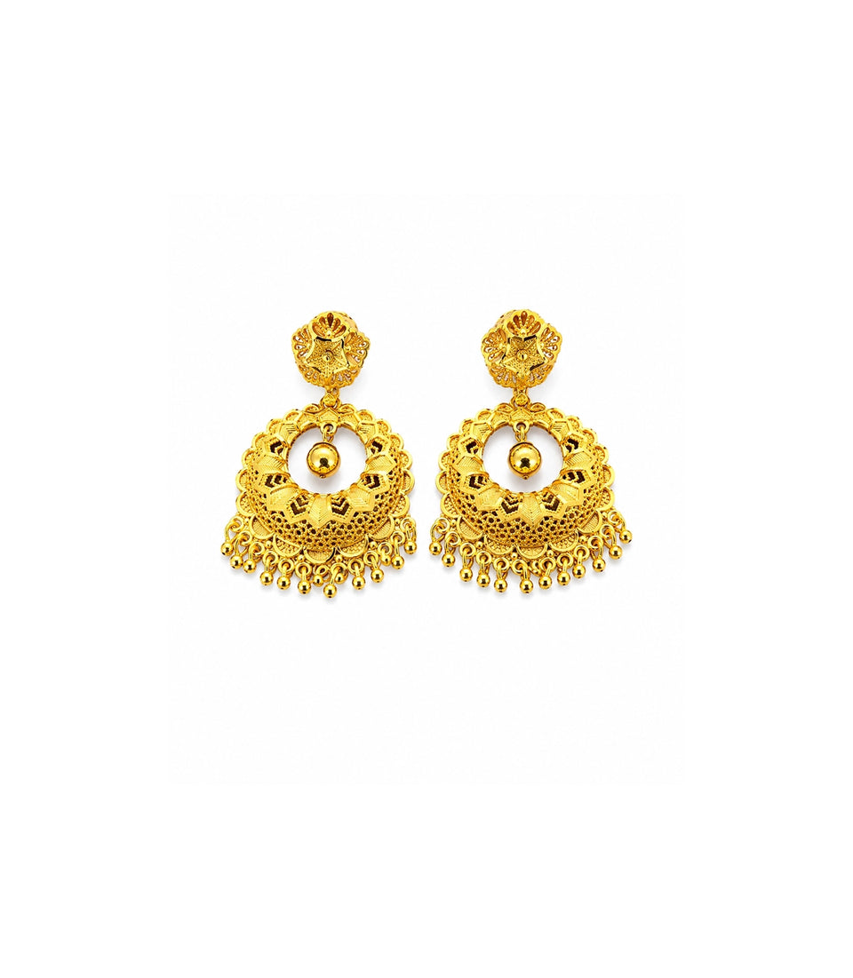 Gold Plated Filigree Statement Chandbali Earrings