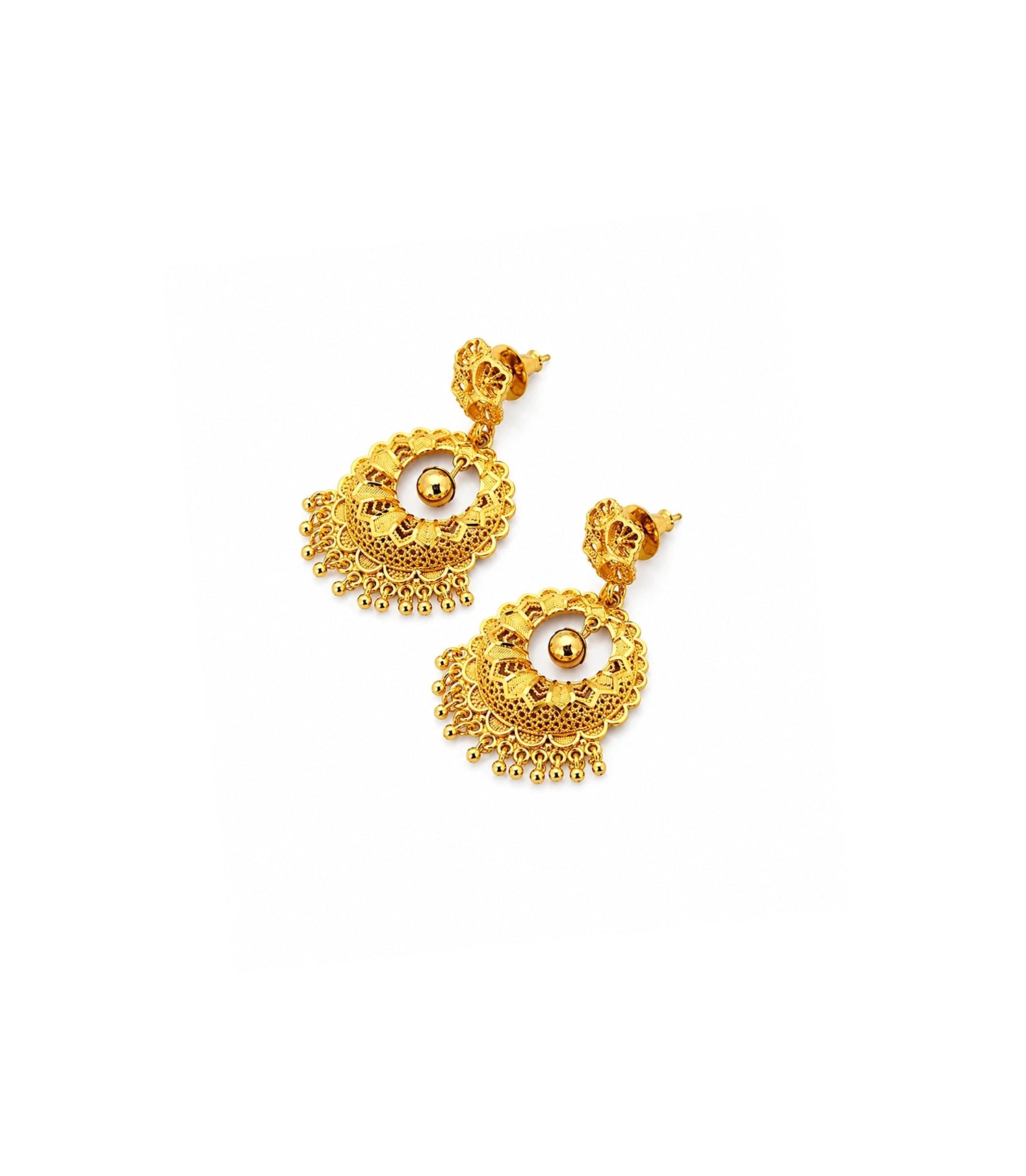 Gold Plated Filigree Statement Chandbali Earrings