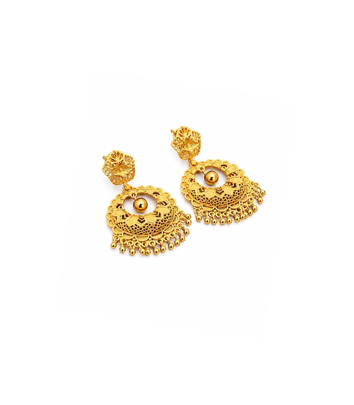 Gold Plated Filigree Statement Chandbali Earrings