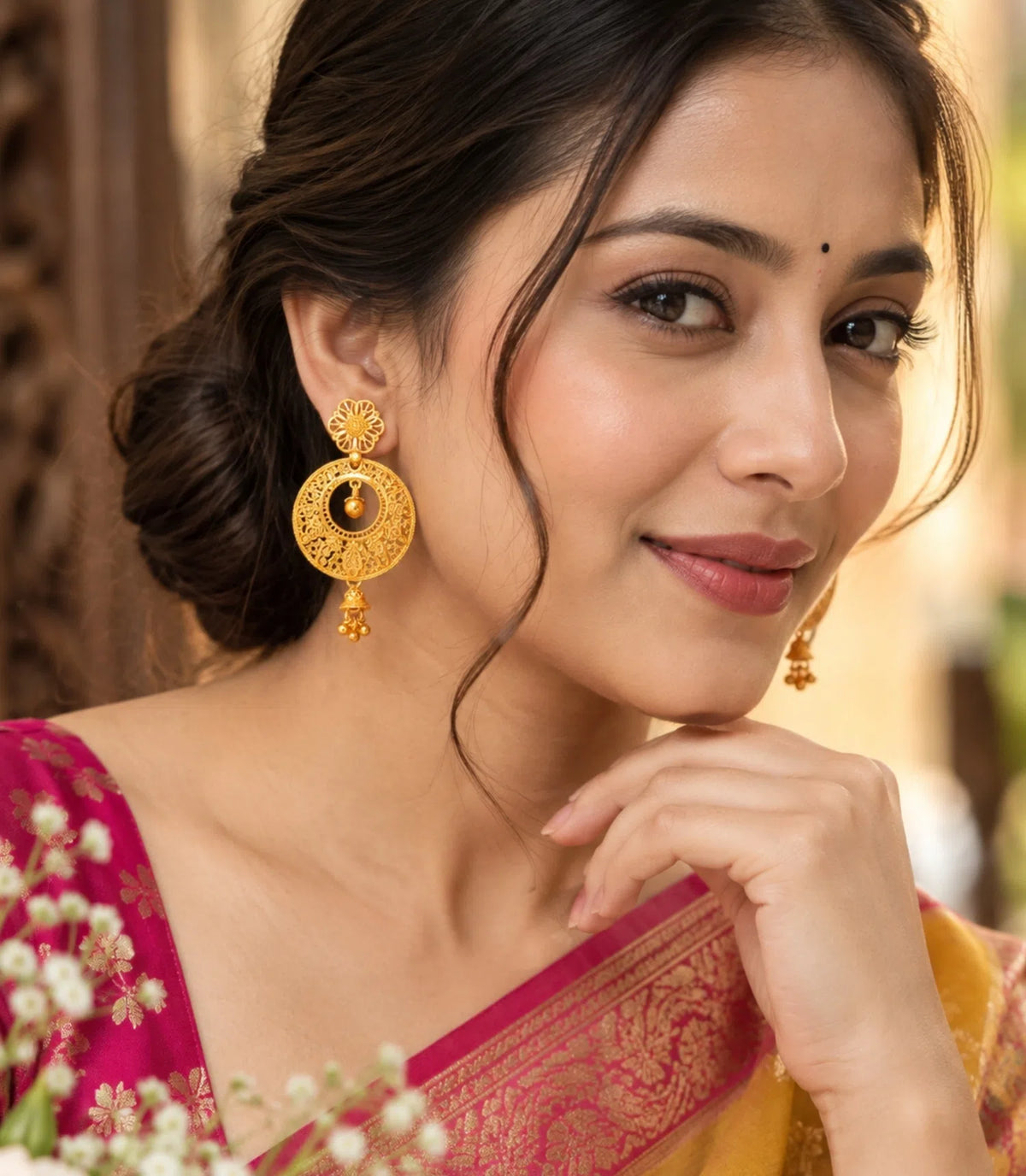 Gold Plated Opulent Chandbali Earrings