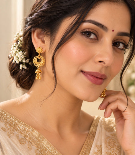 Gold Plated Authentic Classic Chandbali Earrings