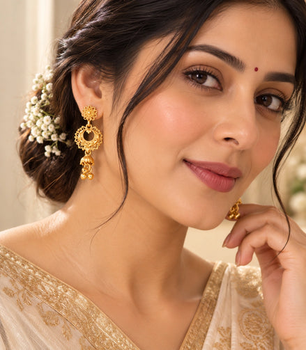 Gold Plated Authentic Classic Chandbali Earrings