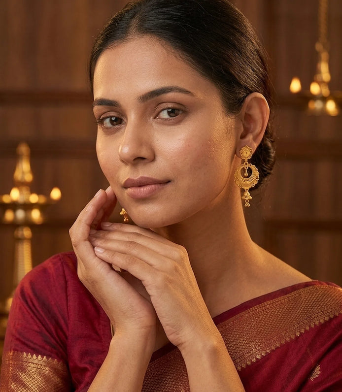 Gold Plated Traditional Chandbali Earrings