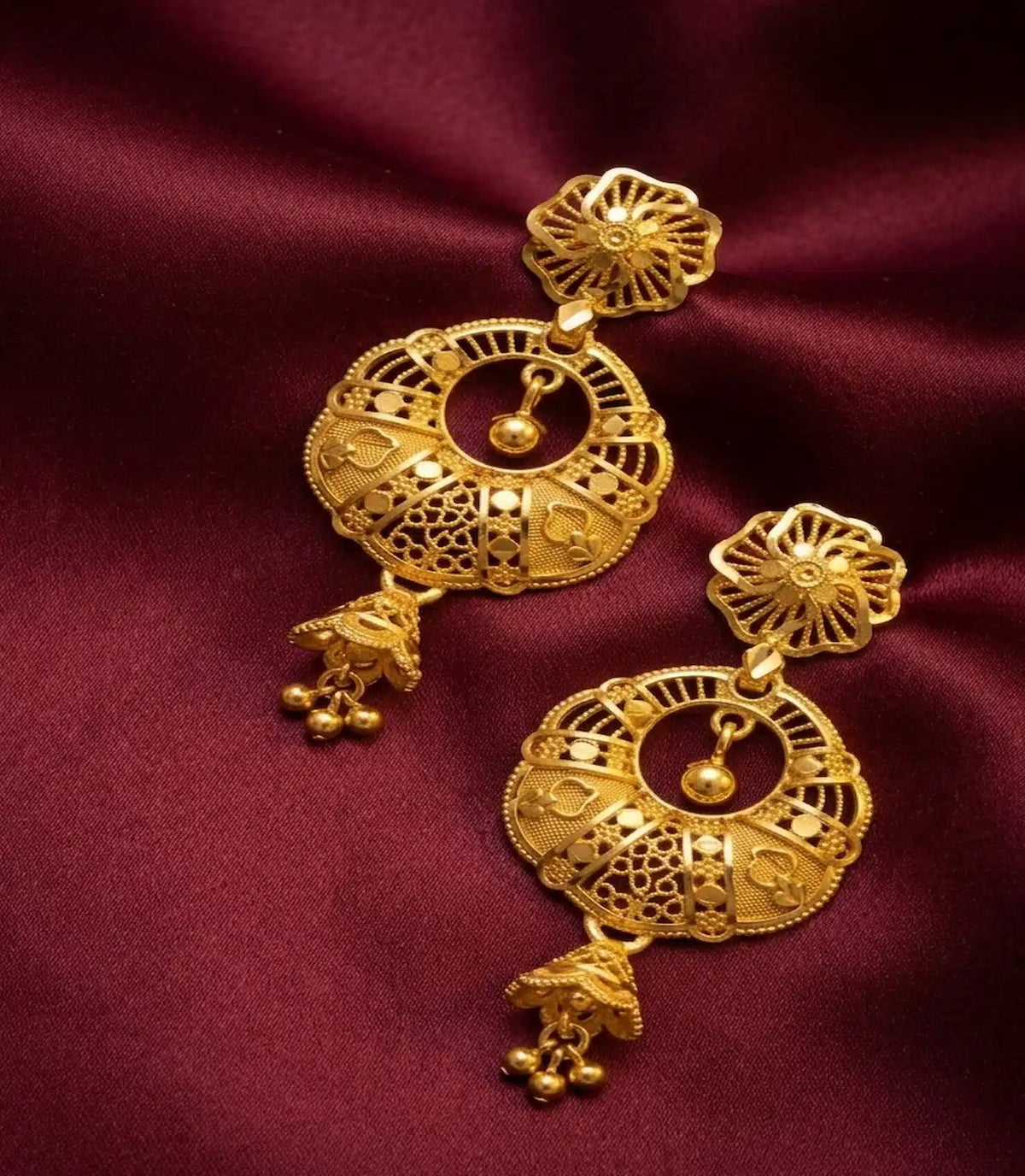 Gold Plated Artistic Chandbali Earrings