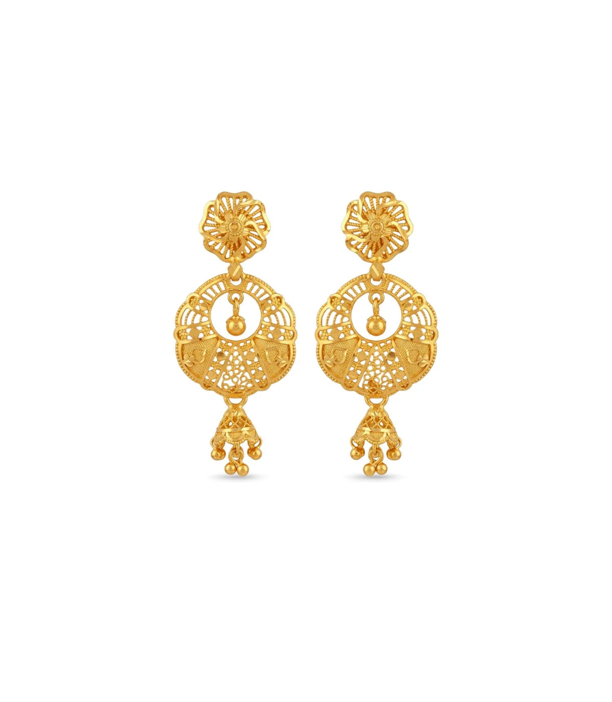 Gold Plated Artistic Chandbali Earrings