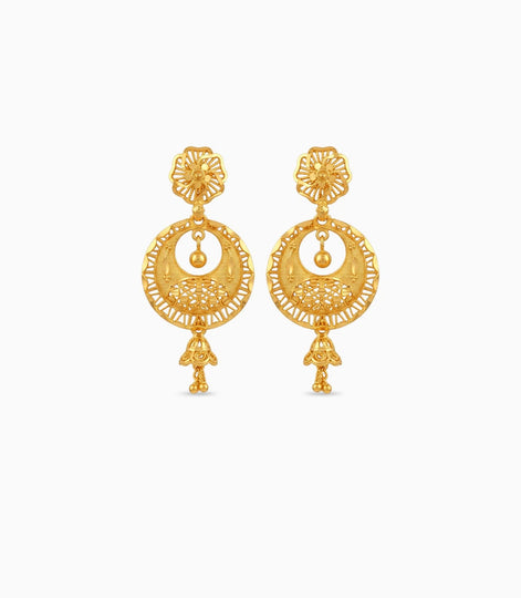 Gold Plated Intricate Chandbali Earrings