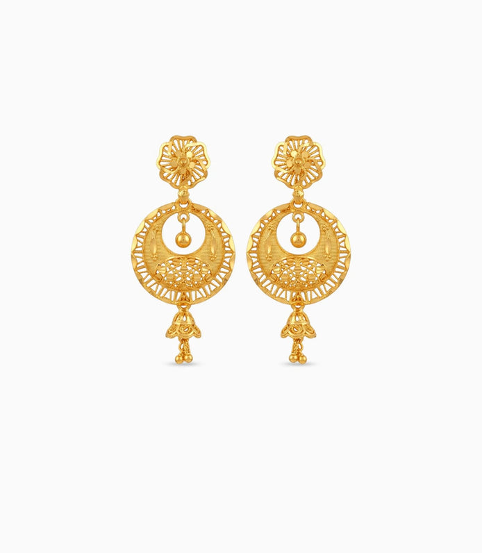 Gold Plated Intricate Chandbali Earrings