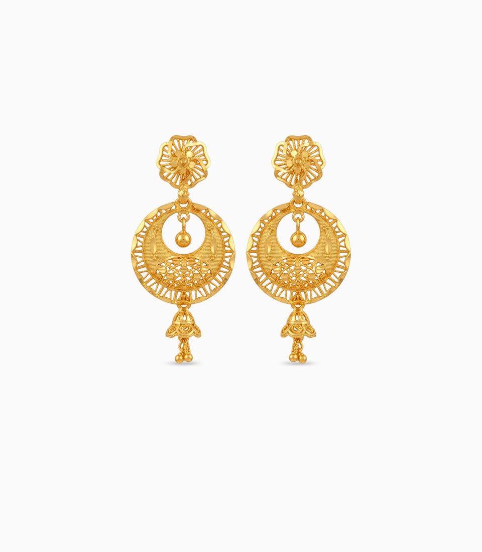 Gold Plated Intricate Chandbali Earrings