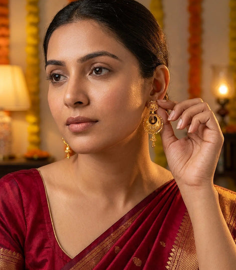 Gold Plated Intricate Chandbali Earrings