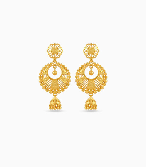 Gold Plated Glamorous Chandbali Earrings