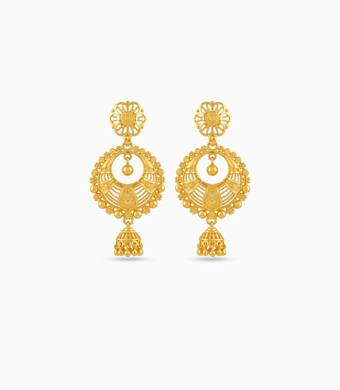 Gold Plated Glamorous Chandbali Earrings