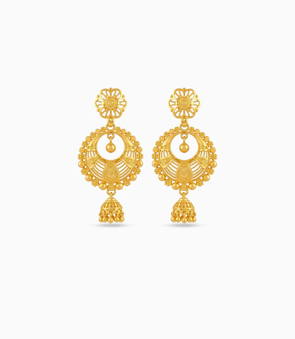 Gold Plated Glamorous Chandbali Earrings