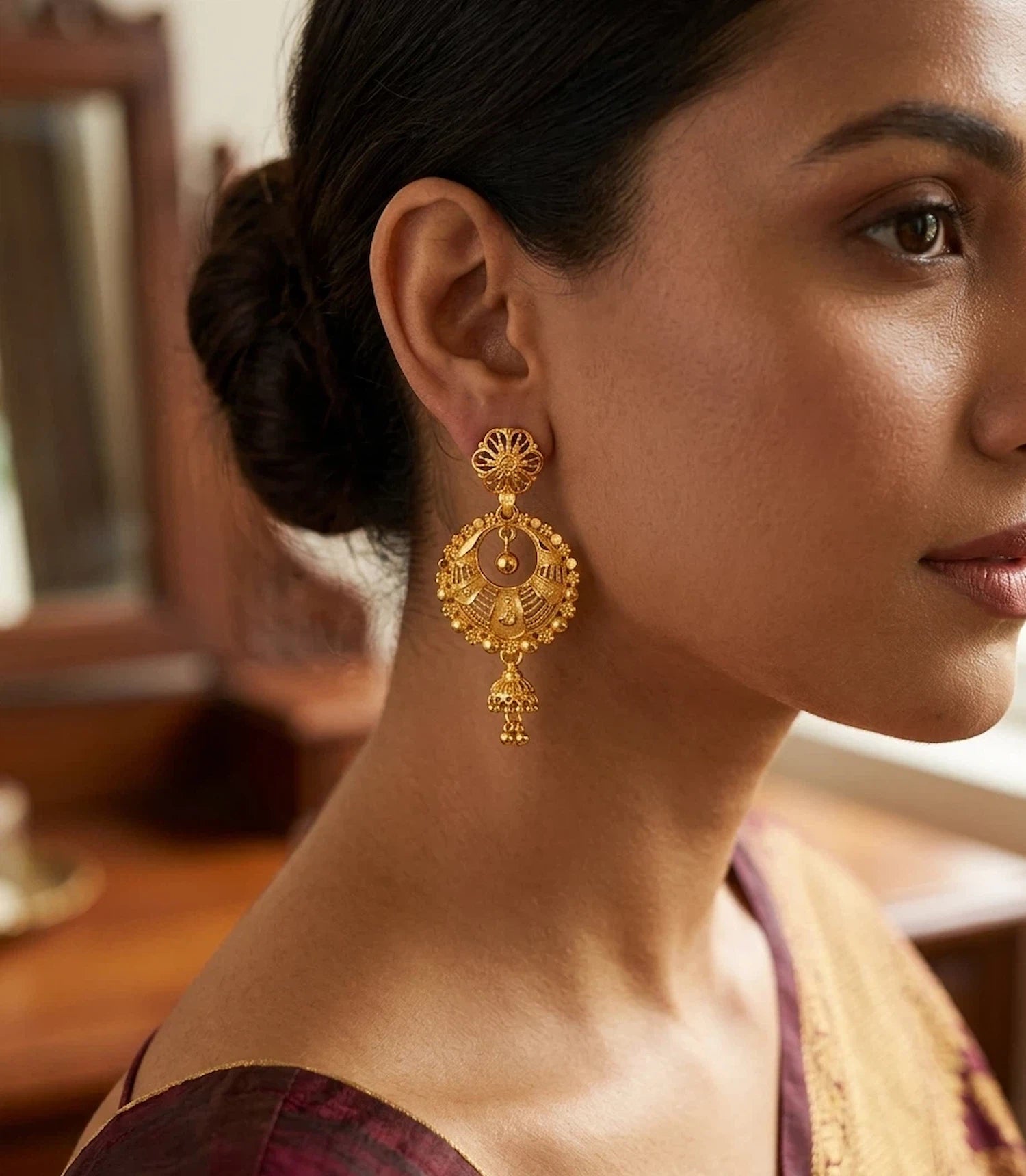 Gold Plated Glamorous Chandbali Earrings