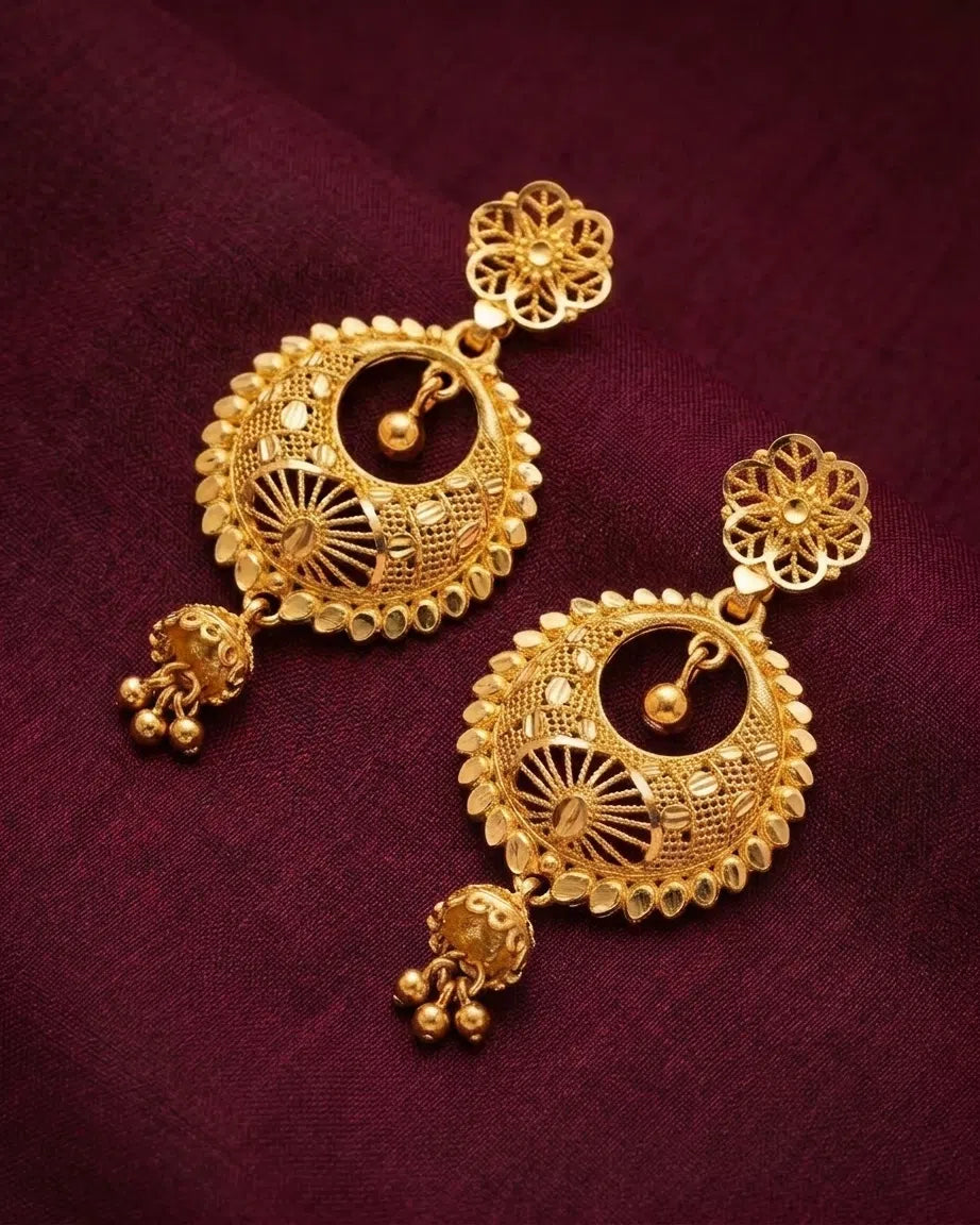 Gold Plated Distinctive Chandbali Earrings
