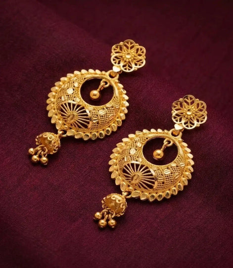 Gold Plated Distinctive Chandbali Earrings