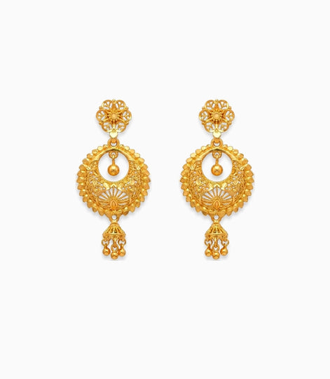 Gold Plated Distinctive Chandbali Earrings