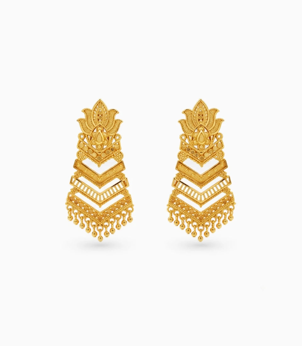 Gold Plated Statement Dangler Earrings