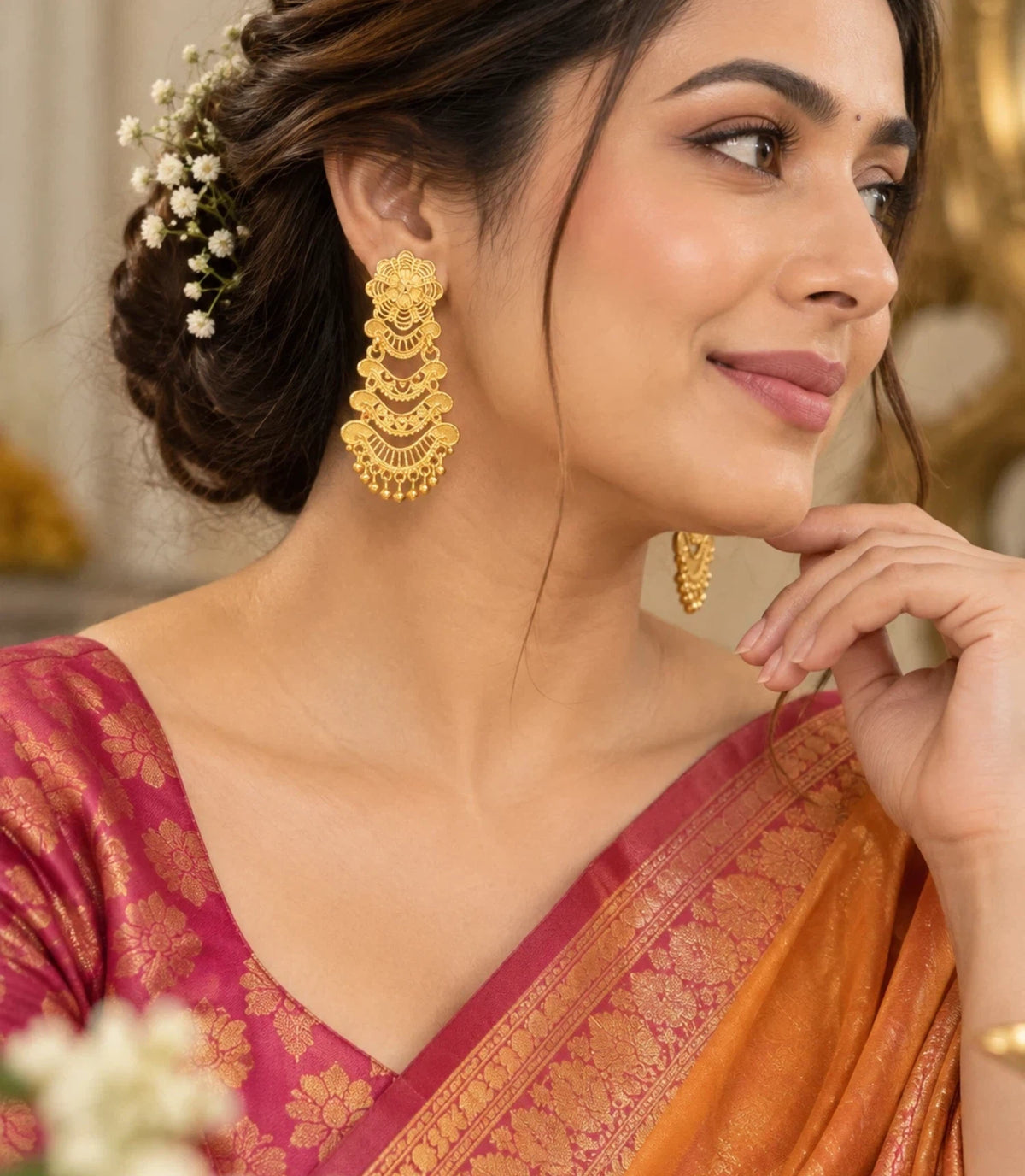 Gold Plated Luxurious Dangler Earrings