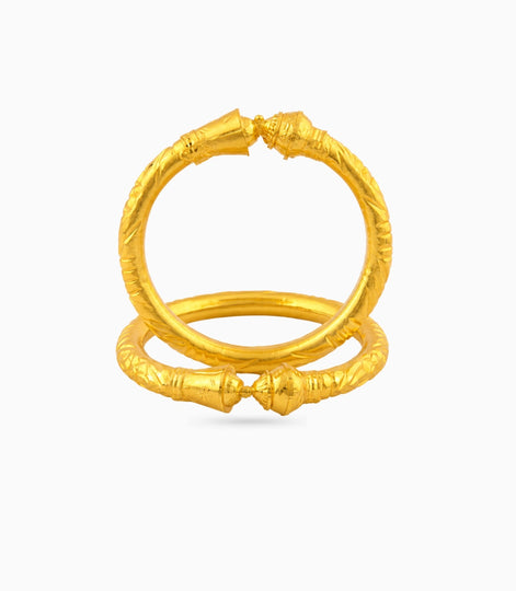 Gold Plated Wedding Floral Engraving Kada
