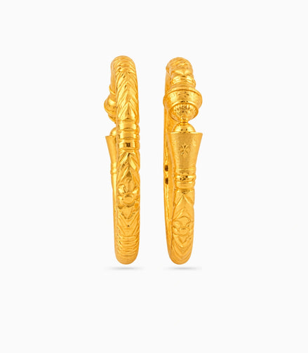 Gold Plated Wedding Floral Engraving Kada
