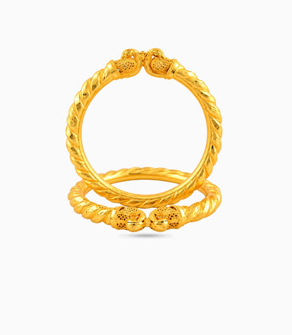 Gold Plated Wedding Twisted Peacock Motif Kada