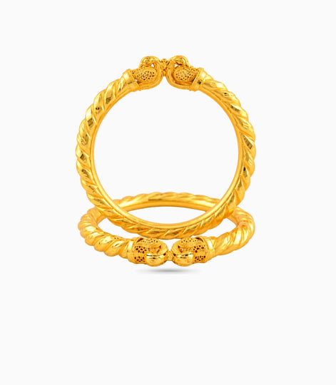 Gold Plated Wedding Twisted Peacock Motif Kada