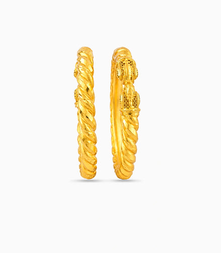 Gold Plated Wedding Twisted Peacock Motif Kada