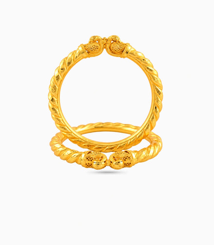 Gold Plated Wedding Twisted Peacock Motif Kada