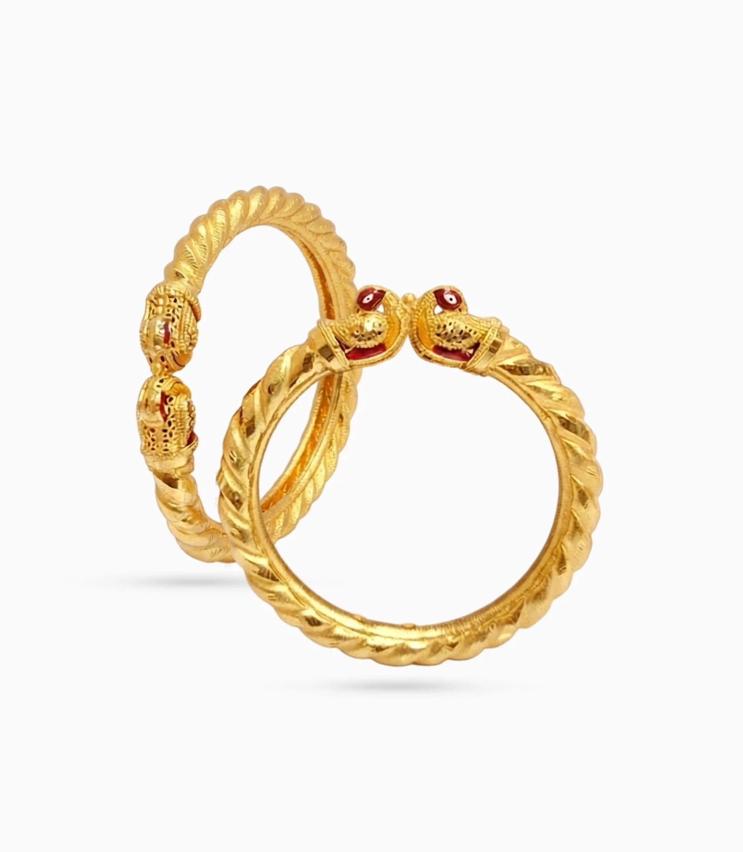 Gold Plated Wedding Twisted Peacock Motif Kada