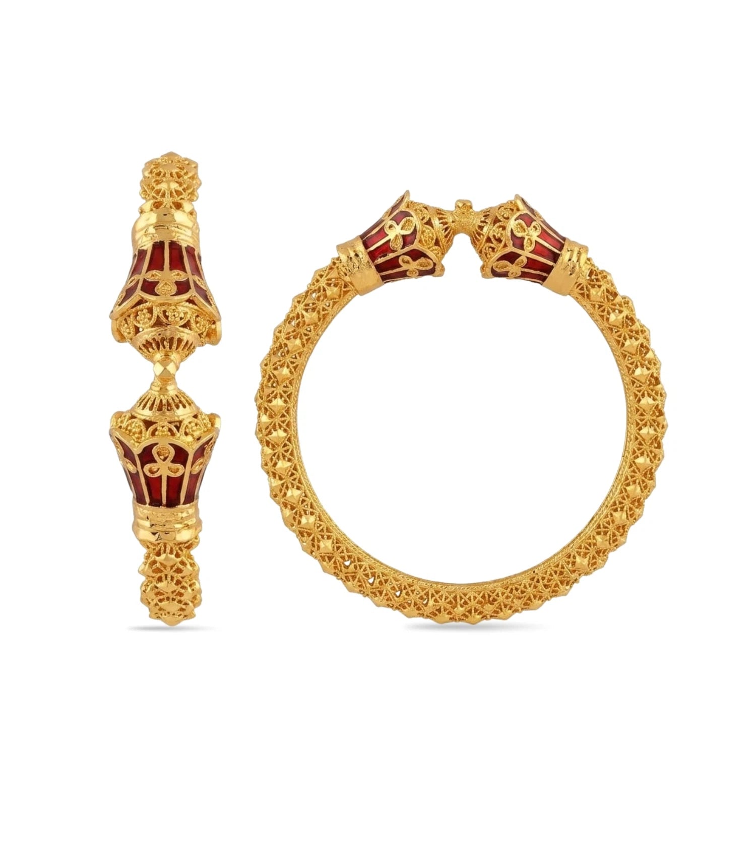 Gold Plated Wedding Enamel Lantern Filigree Kada